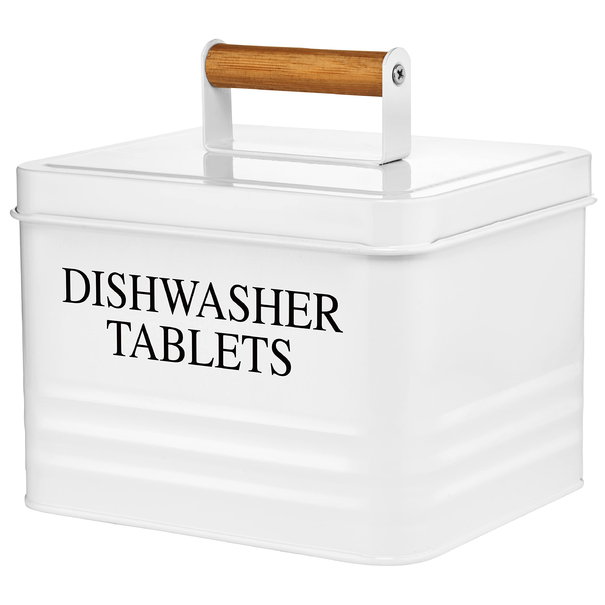 Calindiana Modern Farmhouse Metal Dishwasher Pods Container Holder With Lid For Kitchen Organization And Storage, Kitchen Essent