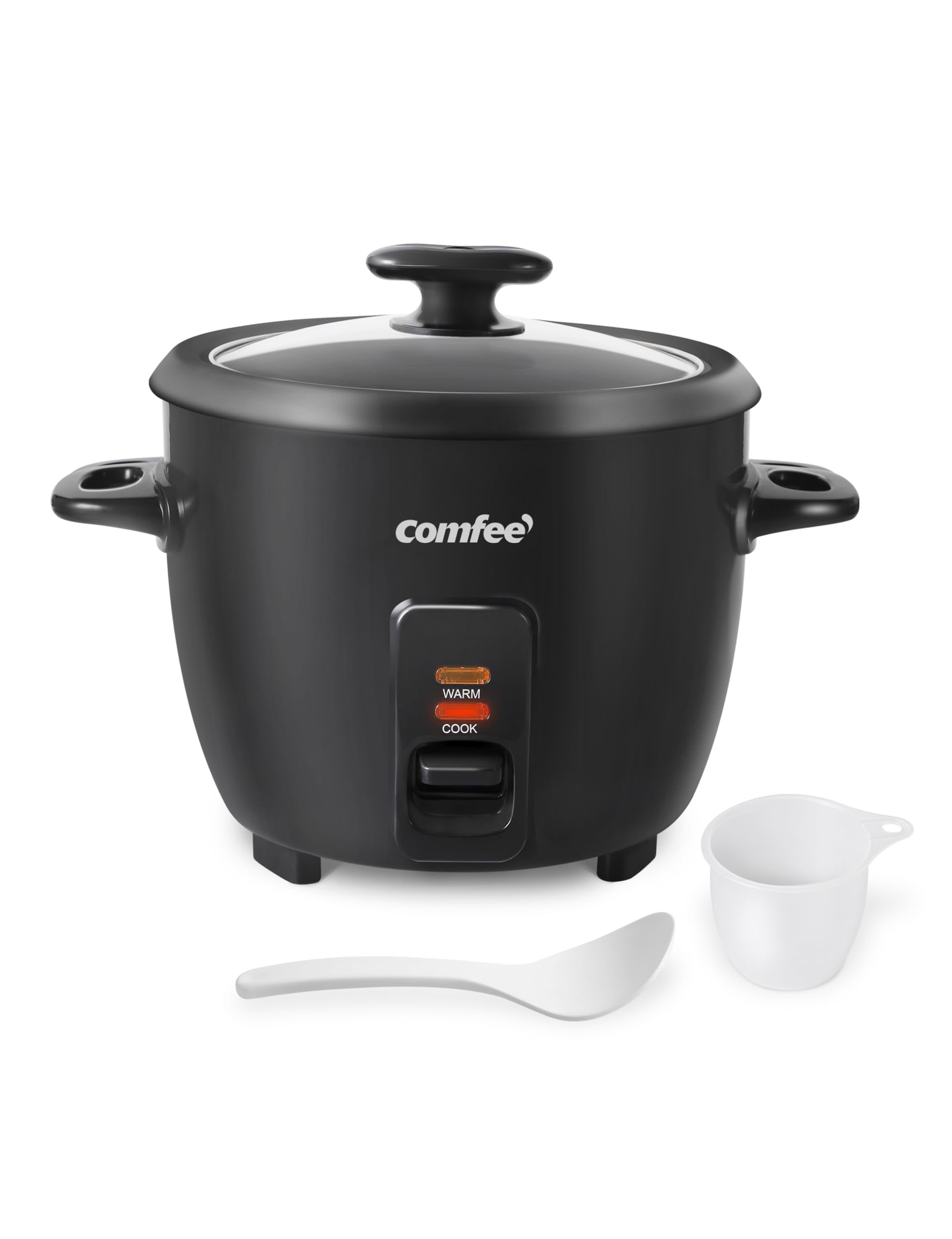 COMFEE Rice Cooker, 6-Cup Cooked/3-Cup Uncooked, Removable Non-Stick Bowl, for Soups, Stews, Grains&Oatmeal, One Touch, Black