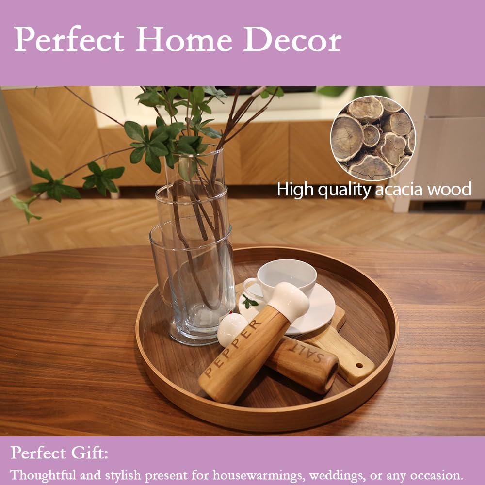 Tessie & Jessie Wooden Salt And Pepper Grinder Set, Premium Acacia Wood, 8'' Elegant Refillable Salt Pepper Mill, Salt & Pepper