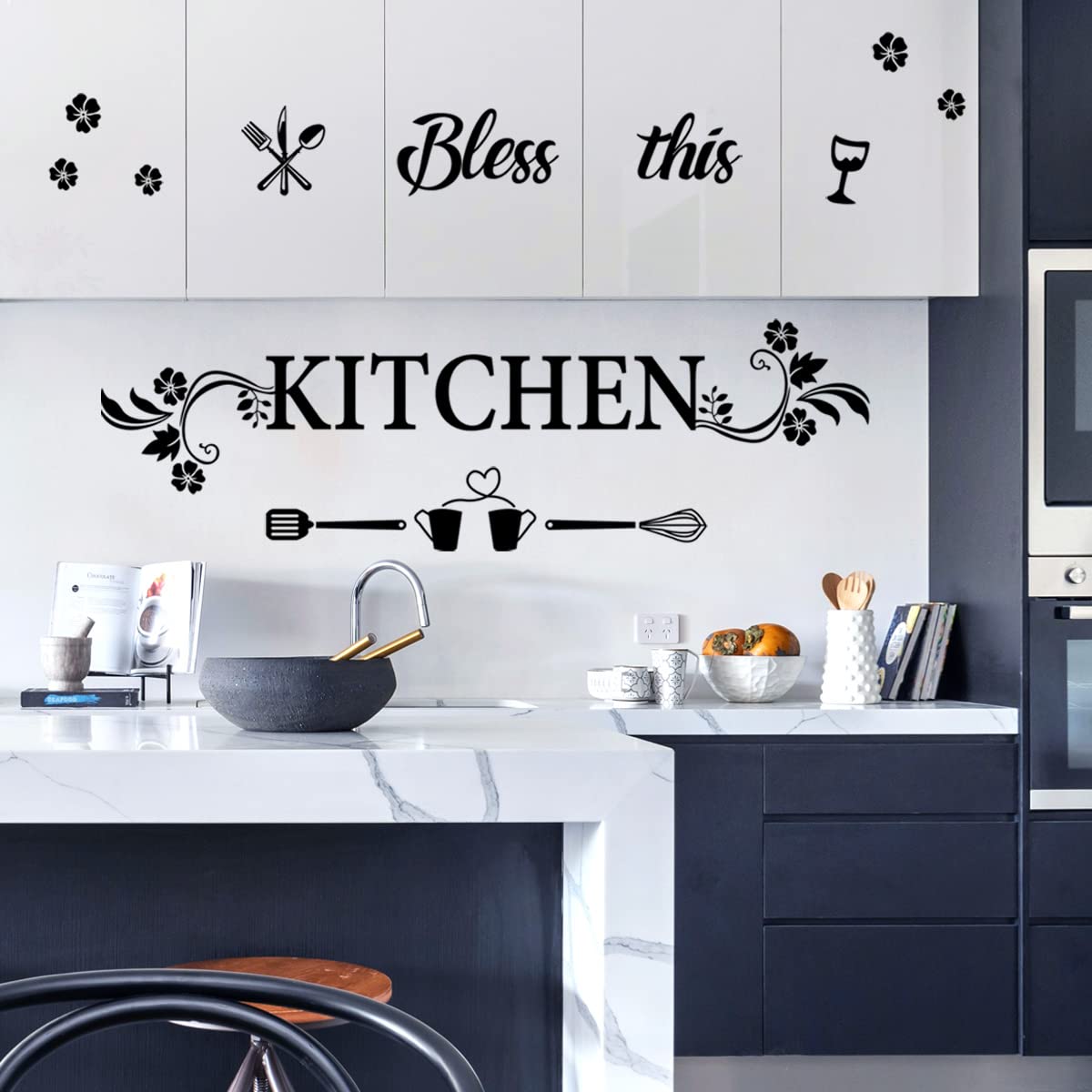 Kitchen Wall Decor Sticker Kitchen Quotes Bless This Kitchen Wall Decals Flower Art Removable Diy Vinyl Wall Stickers For Kitche