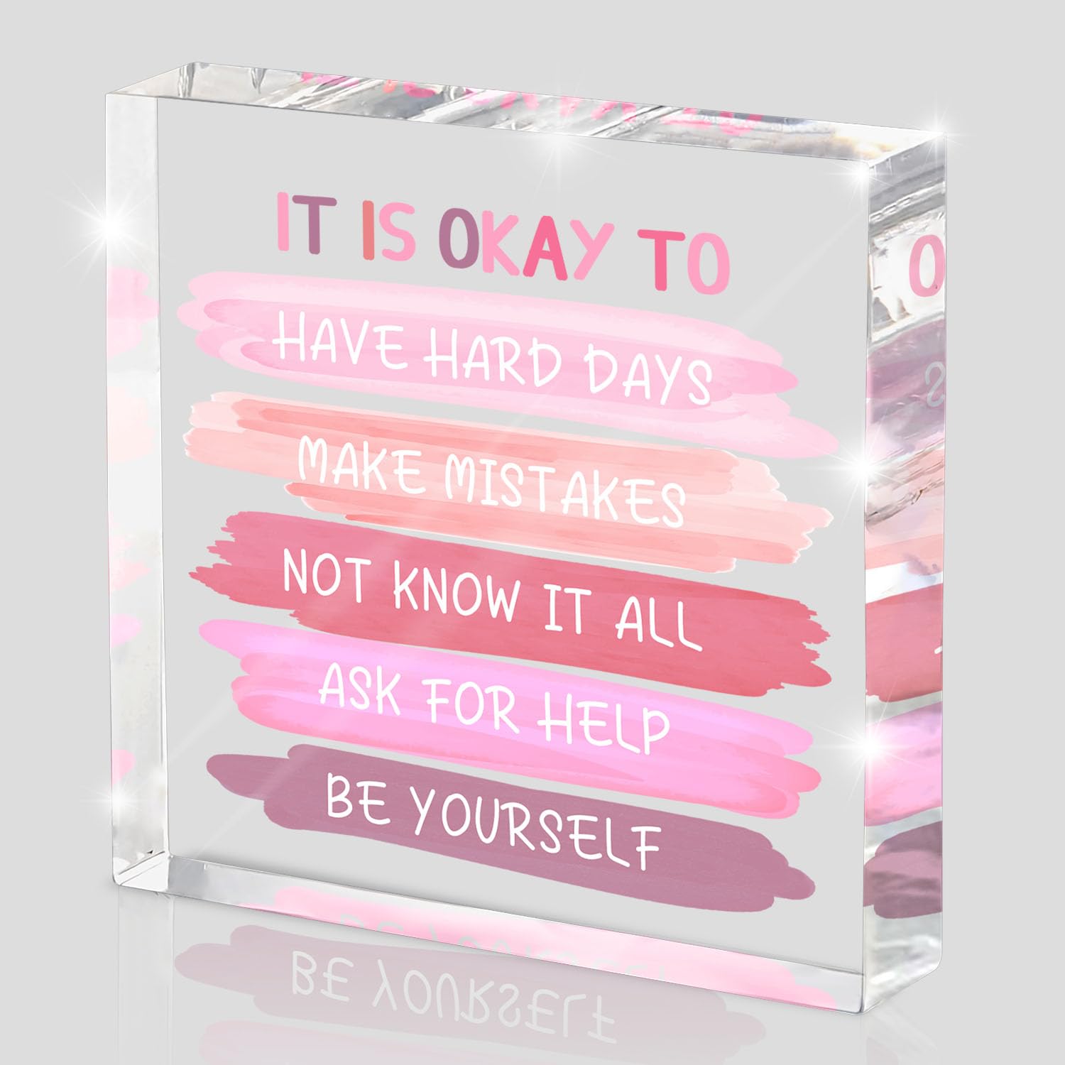 MUZRUYOU Mental Health Decor - Pink Office Decor Ornaments Teacher Desk - Inspirational Gifts For Women - Mental Health Present 