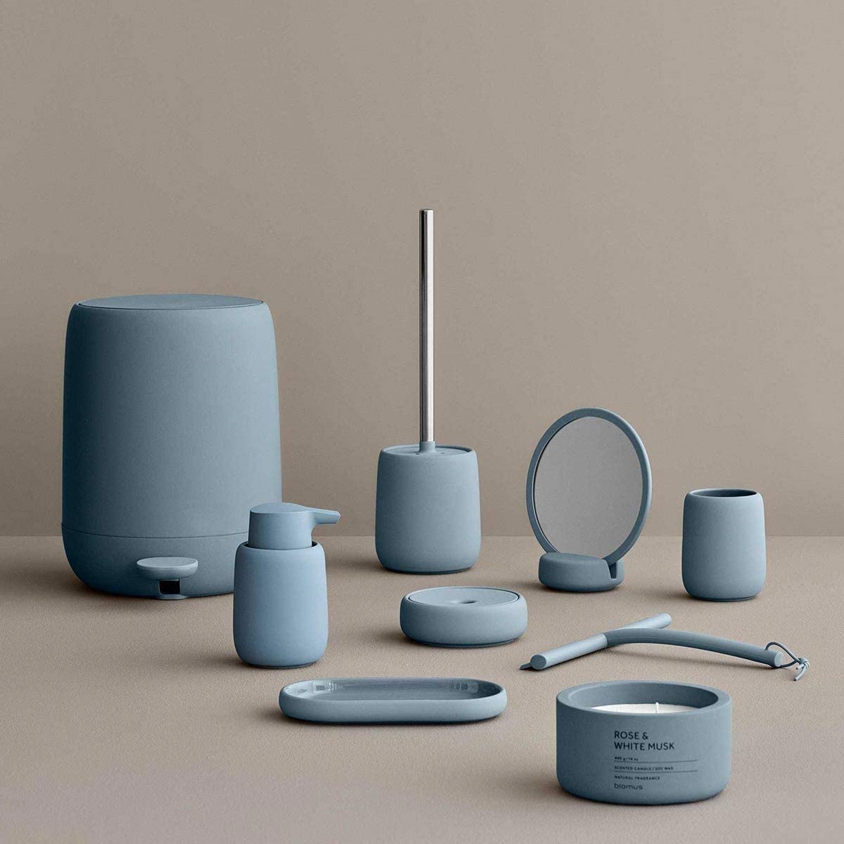 Blomus -Sono Toilet Brush Ceramic/Plastic, Magnet, Toilet Set, Soft Touch, Hygienic, Freestanding Toilet Brush & Holder, Modern