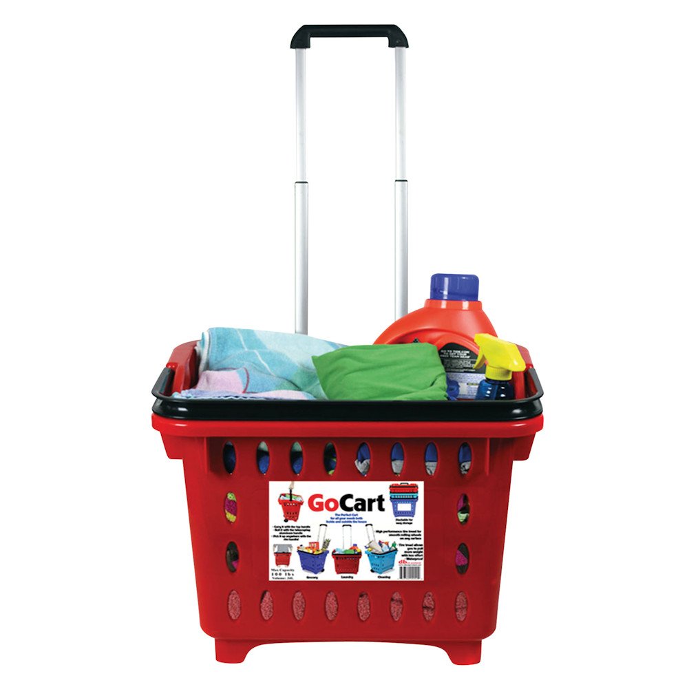 dbest products GoCart, Red Grocery Cart Shopping Laundry Basket on Wheels