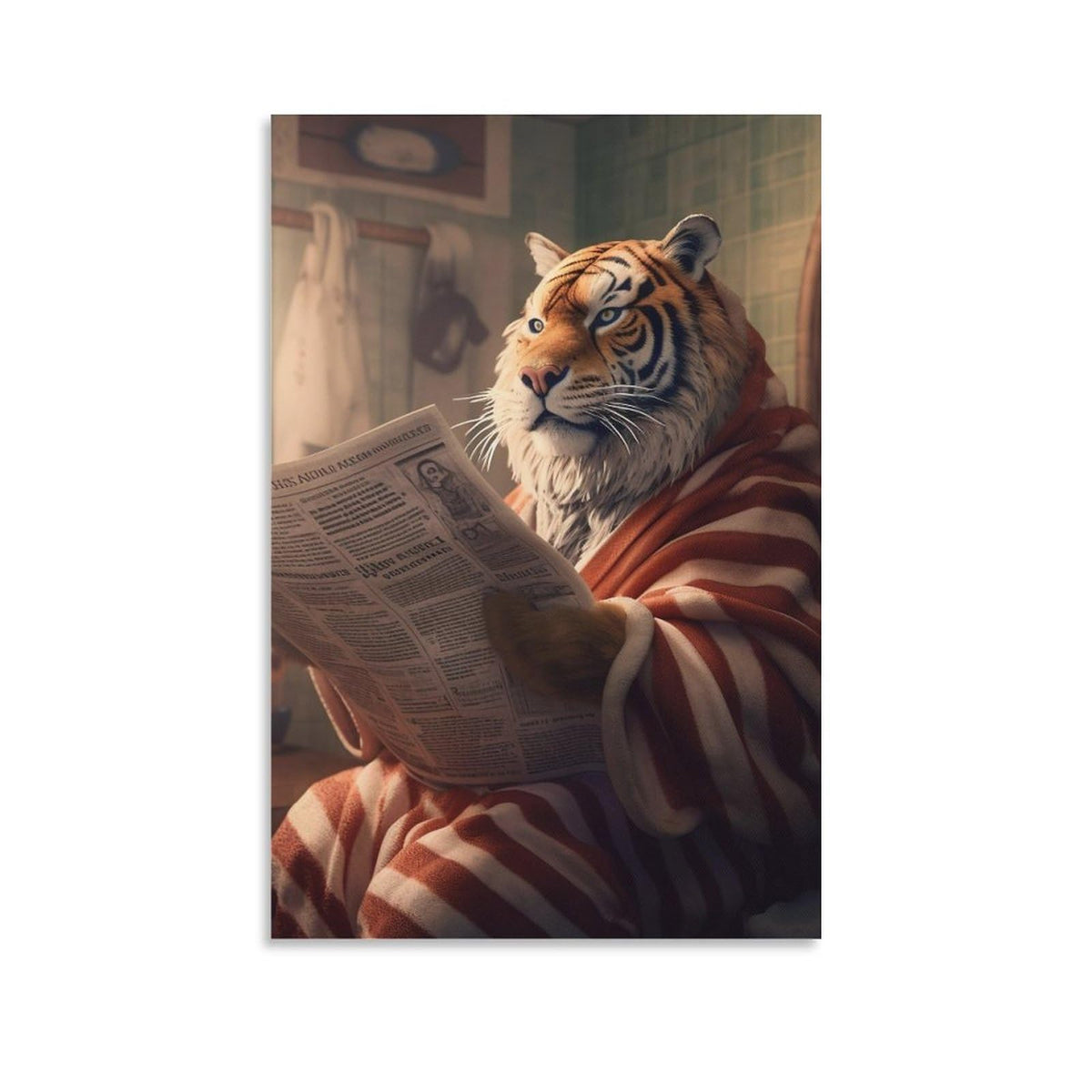 Firedeer Funny Bathroom Canvas Wall Art Dog Animal Reading The Newspaper On Toilet Poster Humor Painting Canvas Prints Modern Ae