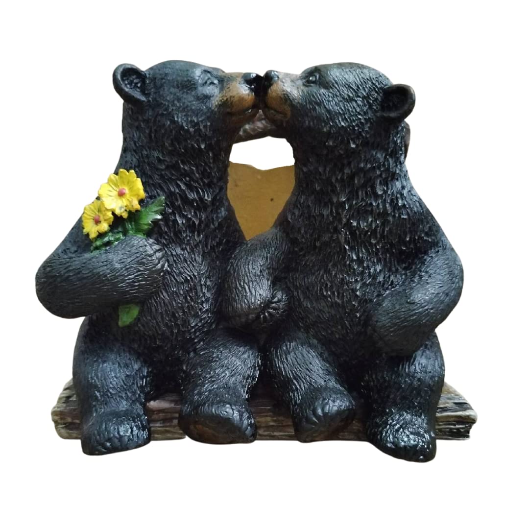 Comfy Hour Western Retro Collection Resin Craft Lover Bears Kissing Napkin Holder Black