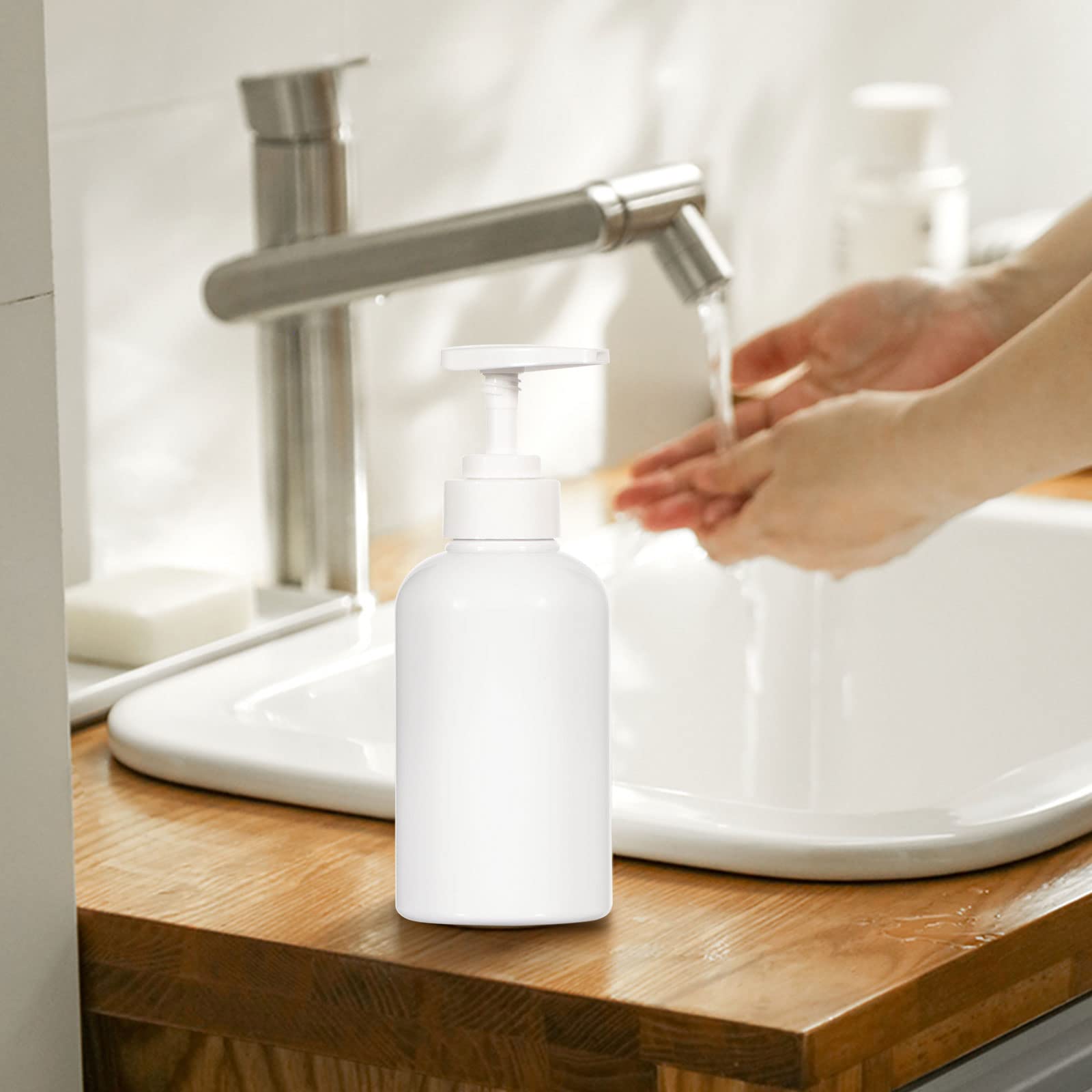 Yeeco White Pump Bottle Dispenser, Shampoo Bottle Dispenser With Waterproof Labels 10Oz/300Ml, Shampoo And Conditioner Bottles 3