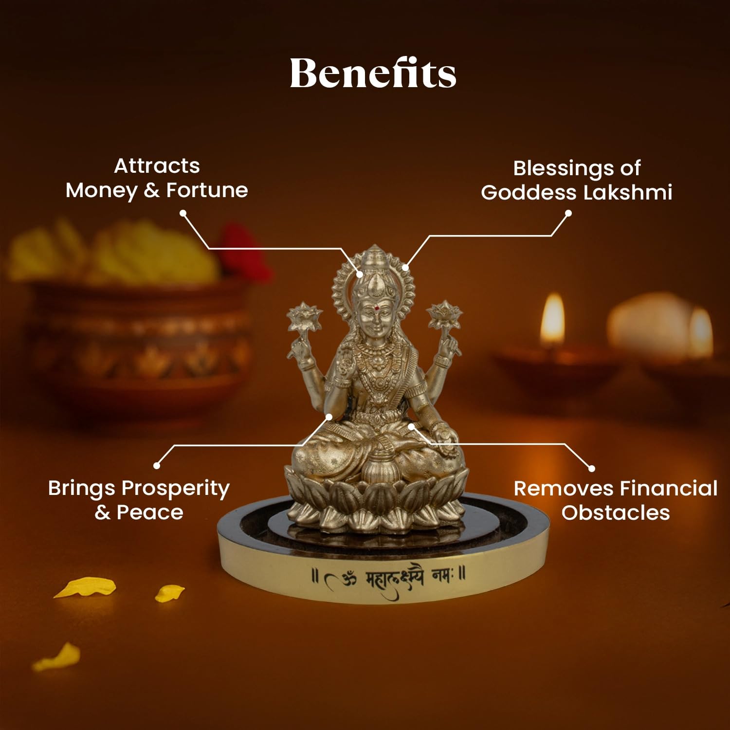 Astrotalk Mahalakshmi Murti in Borosilicate Glass Dome | Lakshmi Devi Idol for Car, Home, & Mandir | Attracts Money, Prosperity & Fortune | 3D Printed Idol | Gift for House Warming Ceremony(7x5.5 cm)