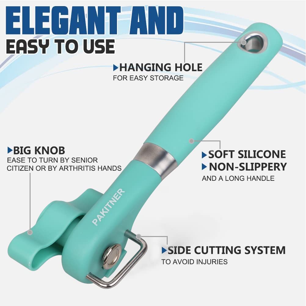 Pakitner- Cut Safe Can Opener, Manual Can Opener Smooth Edge - Handheld Side Cut Can Opener, Ergonomic Smooth Edge, Food Grade S
