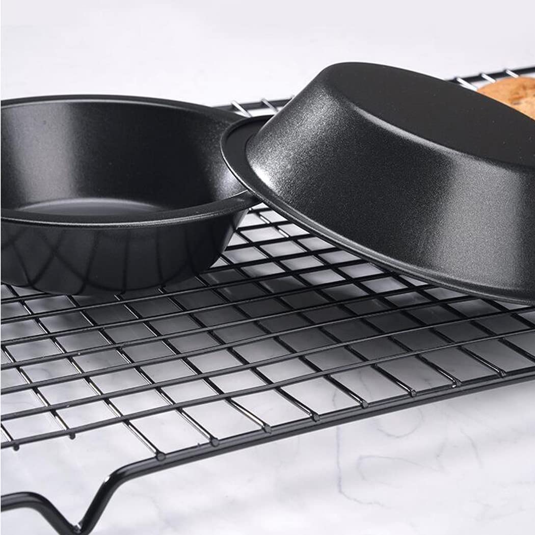 Hoshen Mini 4.3 Inch Pie Pan, 4-Pack Round Cake Oven Molds, Burger Bun Pan, Food Grade Non-Stick - Black