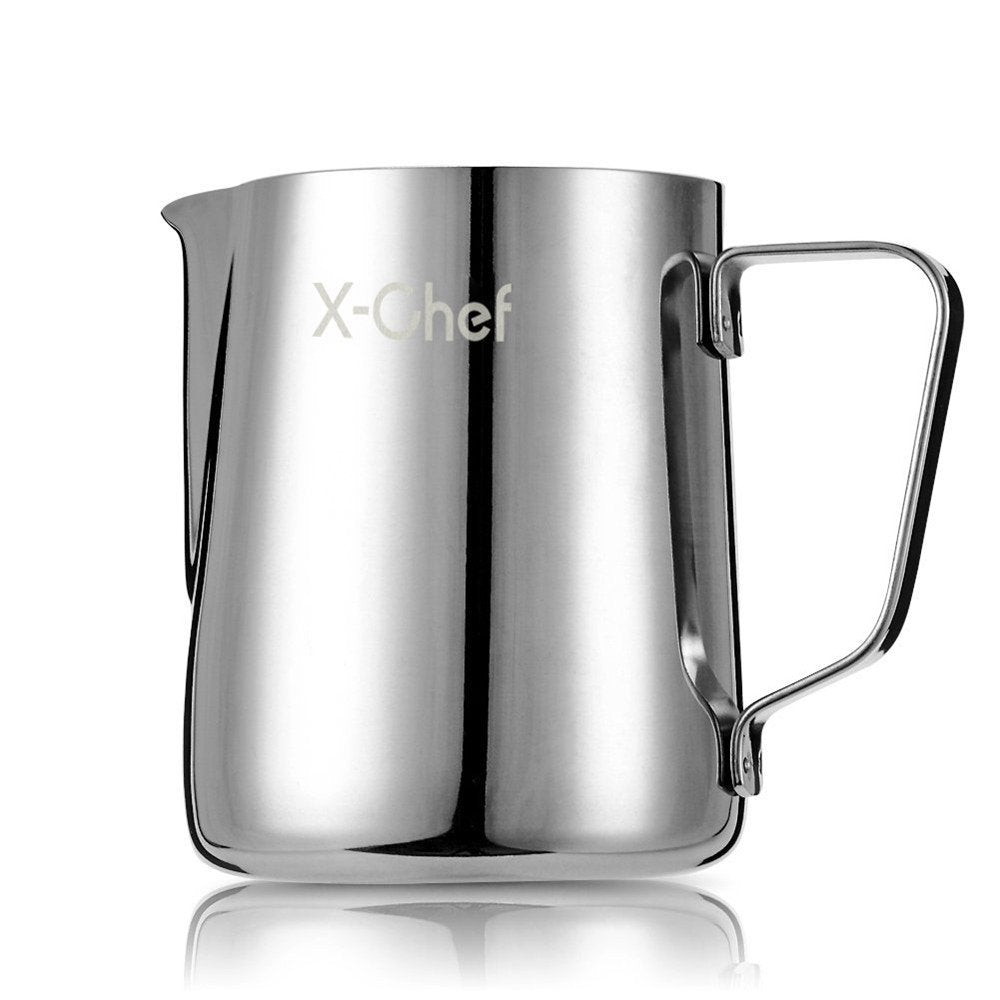 Milk Frothing Pitcher, X-Chef Milk Frother Cup, 20 Oz, Metal Frothing Cup Stainless Steel, Milk Steaming Pitcher Espresso Coffee