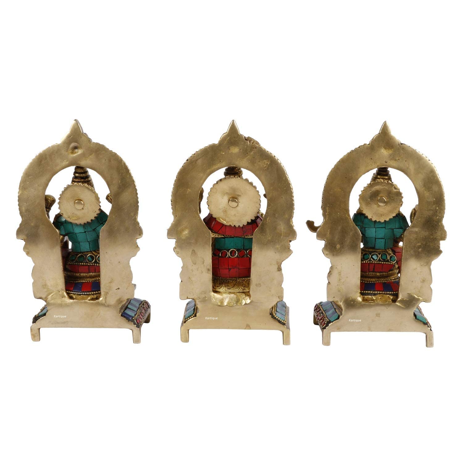 Kartique Brass Laxmi Ganesh Saraswati Bhagwan Idol Ganpati Murti Metal Statue With Frame For Home Office Success Entrance Decor