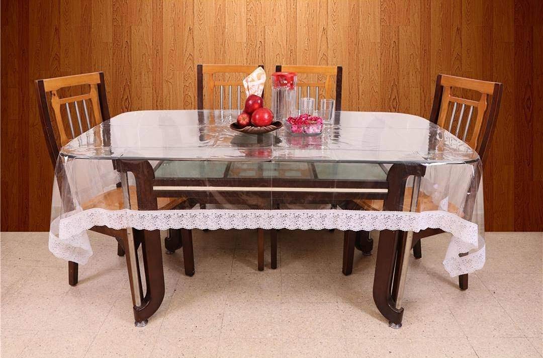 FACTCORE 0.20mm 6Seater Clear with Silver Lace Table Cover (60 X 90 Inches)