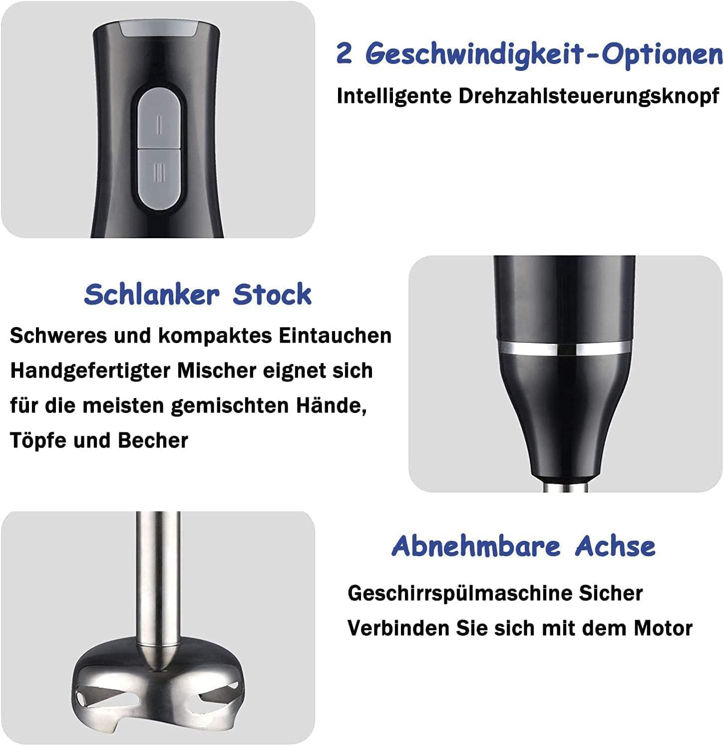 Megawise Hand Blender Stick - 400W Electric Handheld Immersion Blender With 2 Blending Speeds