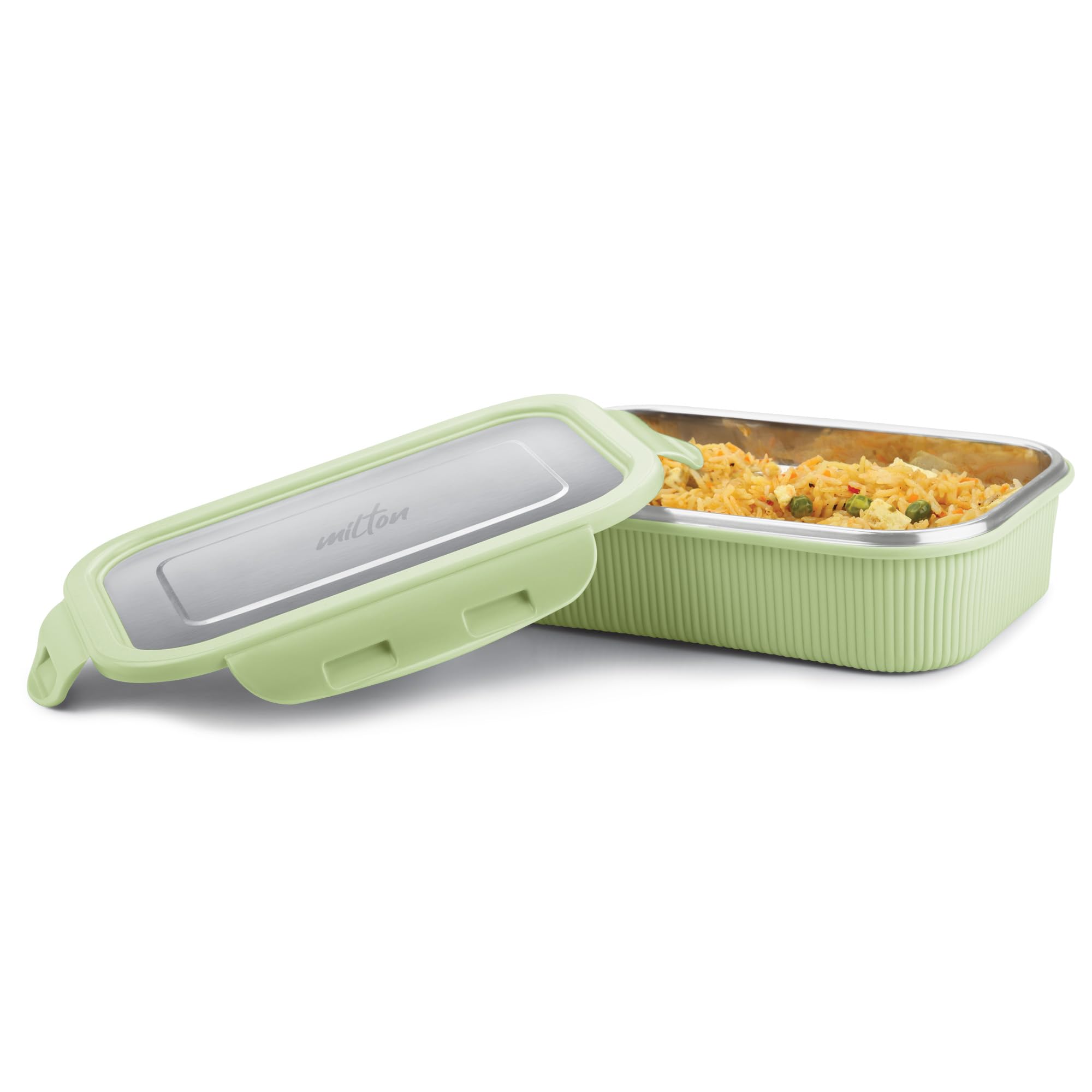 Milton Cool Touch Rectangular 800 Stainless Steel Container, 780 Ml, Green | Microwave Safe | Food Grade | Bpa Free | Refrigerat