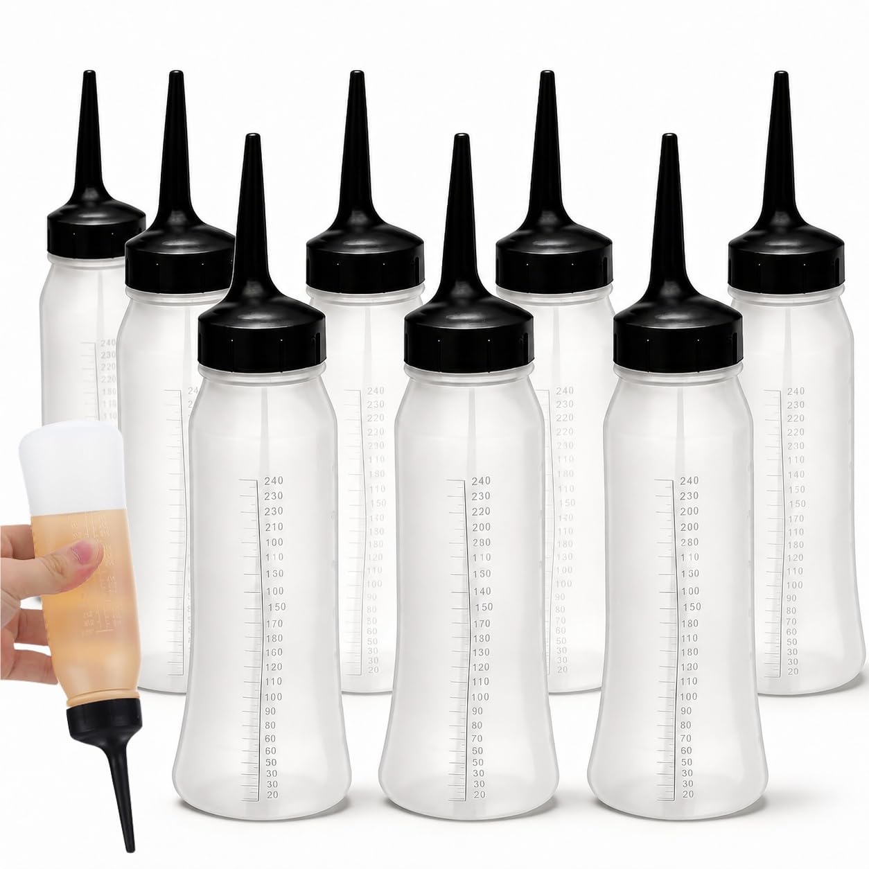 TOPPERFUN 9Pack Refillable Hair Dye Applicator Bottles with Graduated Scale