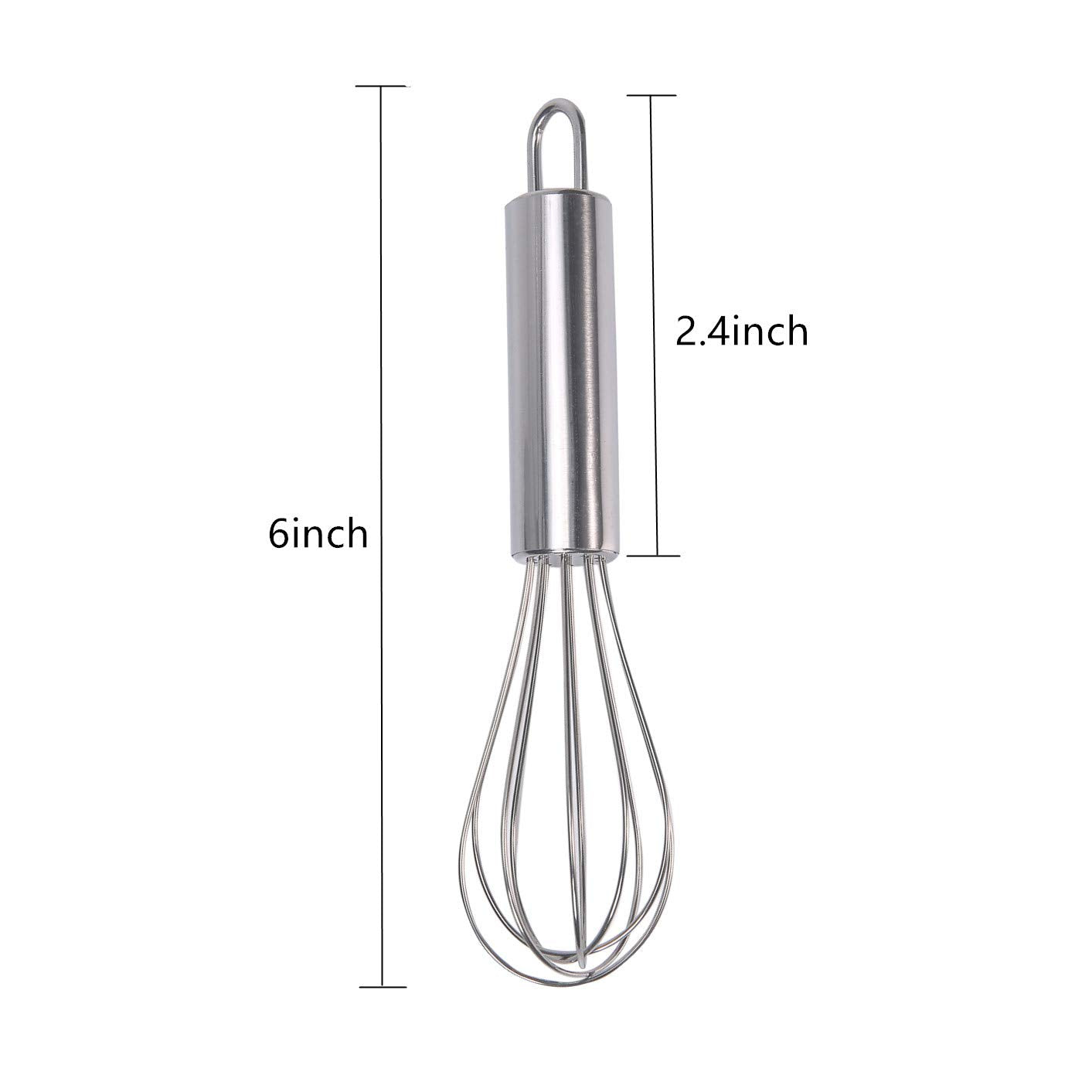 Huakai Stainless Steel Small Whisk For Cheese, Coffee, Eggs, Very Handy (6 Inches)