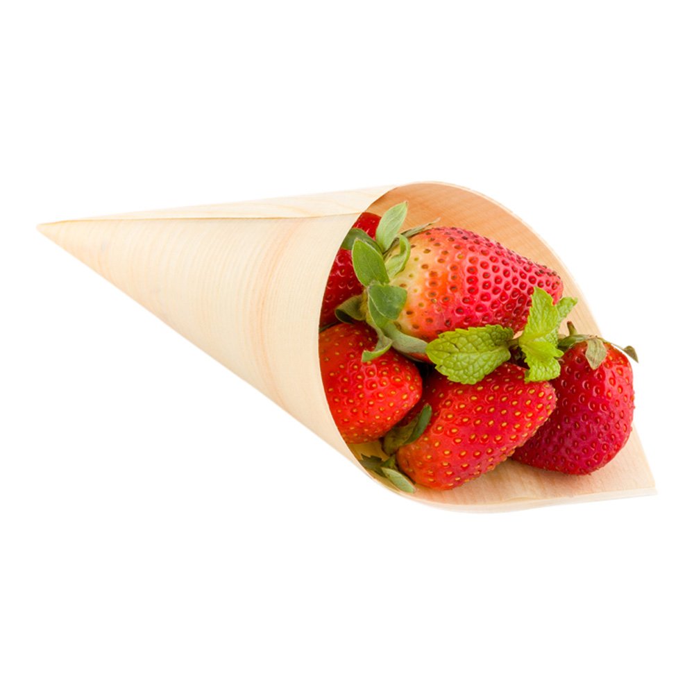 Restaurantware 7-In Pinewood Serving And Tasting Cone: Perfect For Appetizers And Finger Foods At Home Parties Or Catering Event