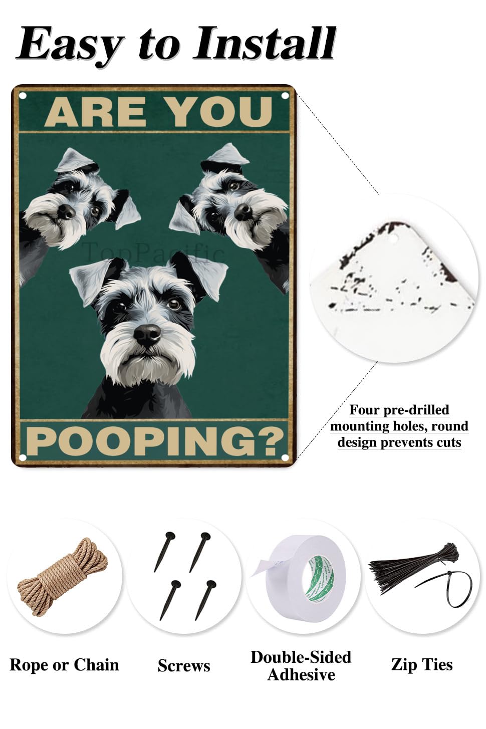 Toppacific Miniature Schnauzer 12X8 Inch Are You Pooping Sign Bathroom Decor- Dog Metal Poster Dog Lover Gift Art Funny Dogs Wal