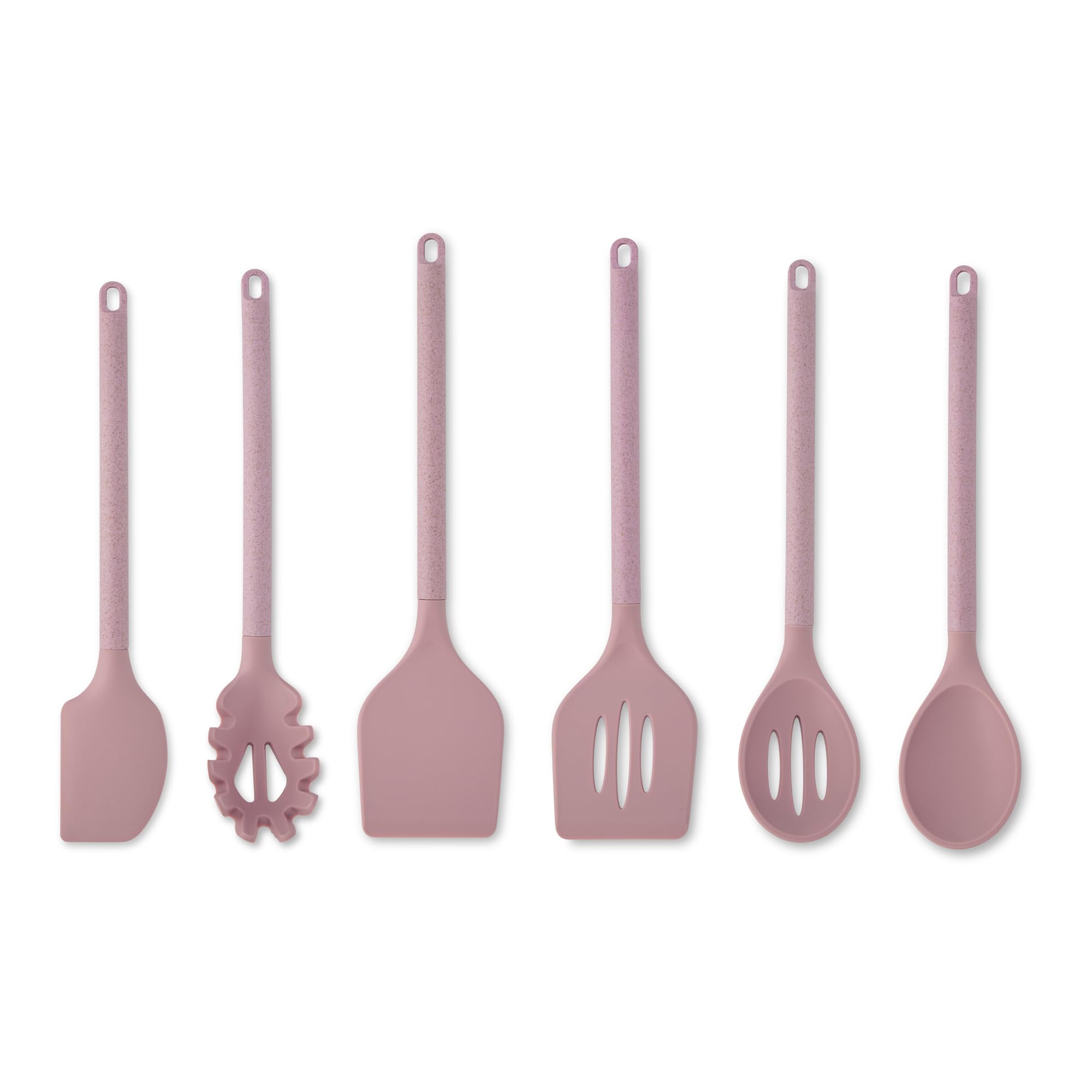 Core Kitchen Silicone And Wheat Fiber Cooking Utensils 6Piece Set  Pink Heart