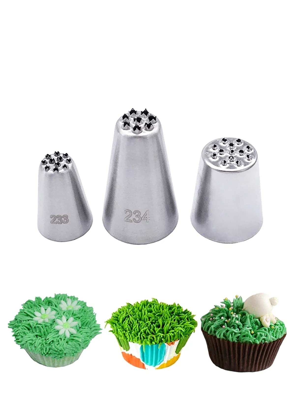 Grass Piping Tip For Cake Decorating,Grass Tip 233 234 29,Cake Icing Tips For Frosting Grass,Hair,Fur,3 Pcs