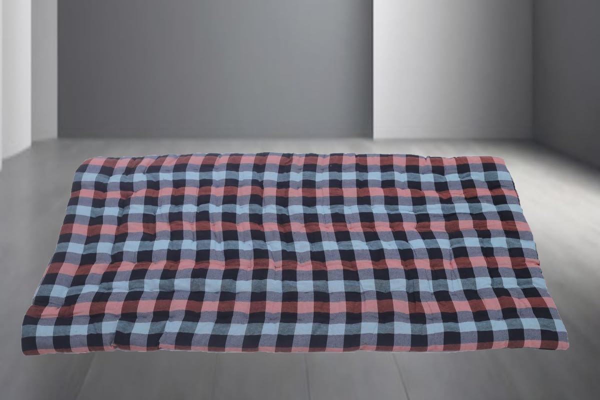 Homychair 2Inch Soft Cotton Filled Multicolour Double Bed Mattress | Cotton Gadda Double Bed King (6x4)