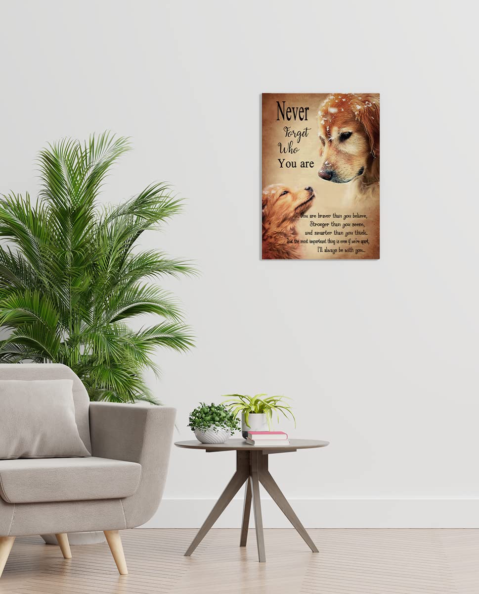 Golden Retriever Dog Meaning Quotes Never Forget Who You Are Wall Art Canvas Inspirational Saying Themed 11X14 Inch Prints Decor
