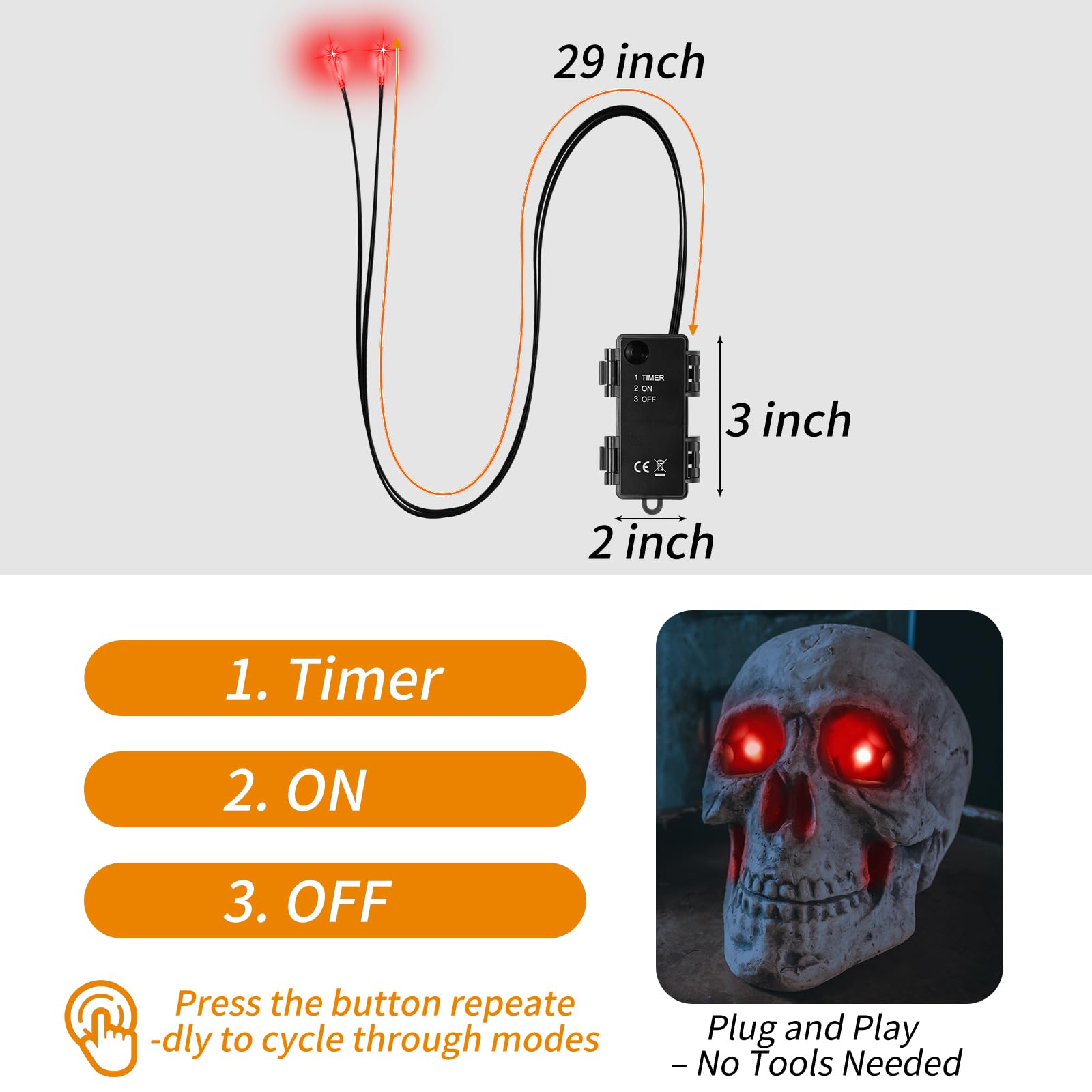4 Pack LED Light Up Eyes Halloween Decorations, Glowing Purple Eyes for Masks, Pumpkins & Skeletons, Waterproof LED Eye Lights w
