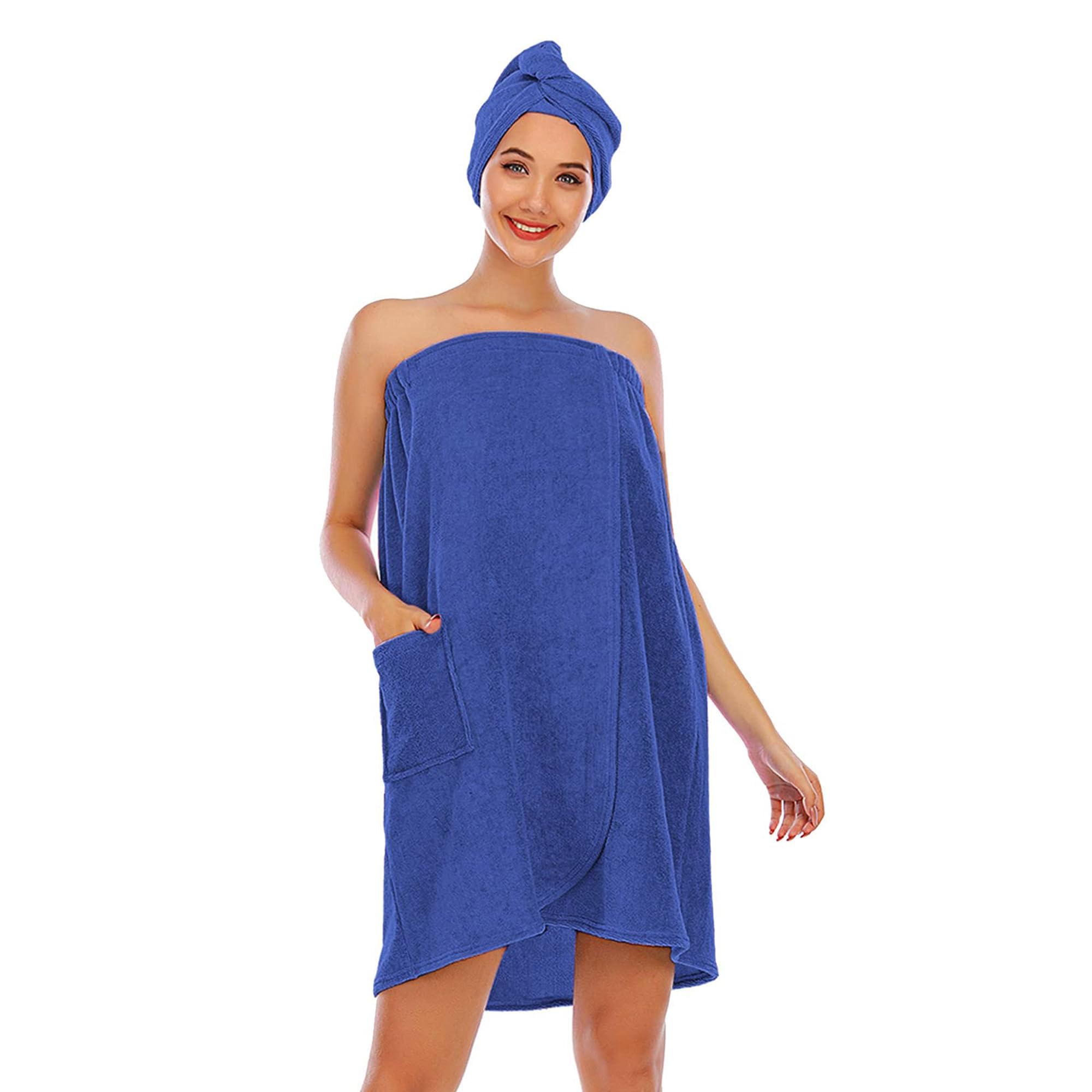 Hysunland Wearable Bath Towel For Women Plus Size, Navy Blue Xxl Womens After Shower Wrap Lightweight Quick Drying With Hair Wra