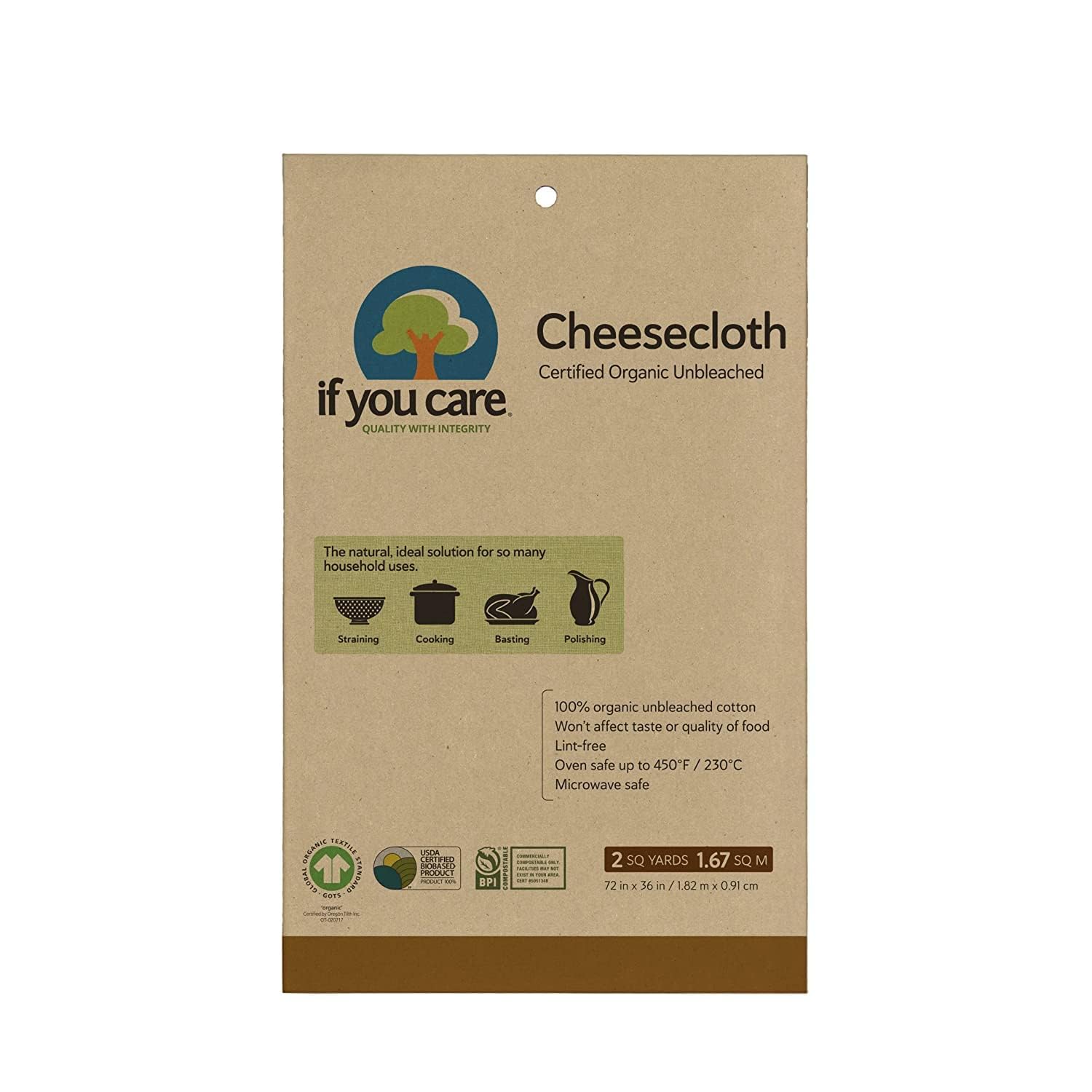 If You Care 72X36-Inch Cheesecloth, Unbleached, 2-Square Yards (Pack Of 6)