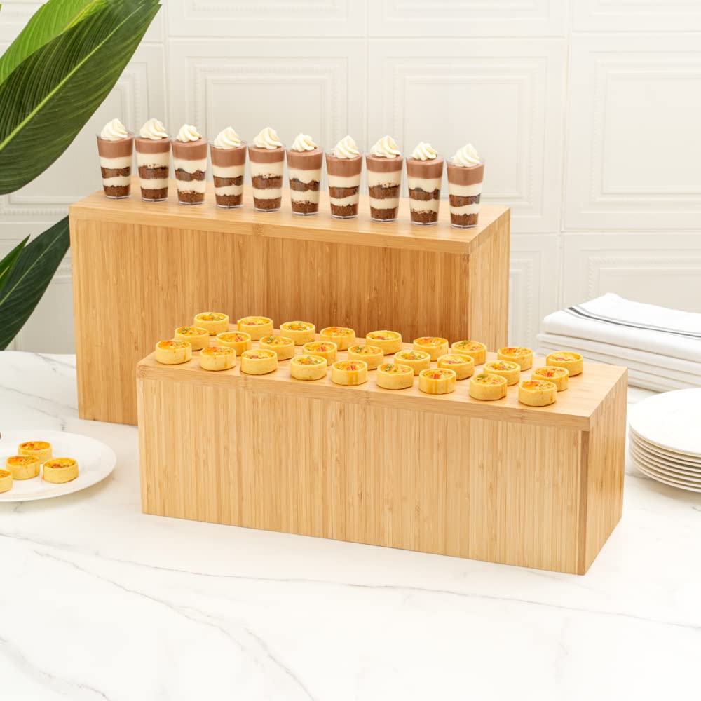 Restaurantware 20.5 X 7 X 7 Inch Display Riser 1 Rectangle Wood Bakery Display - Medium Riser For Retail Catering Or Buffets Nat