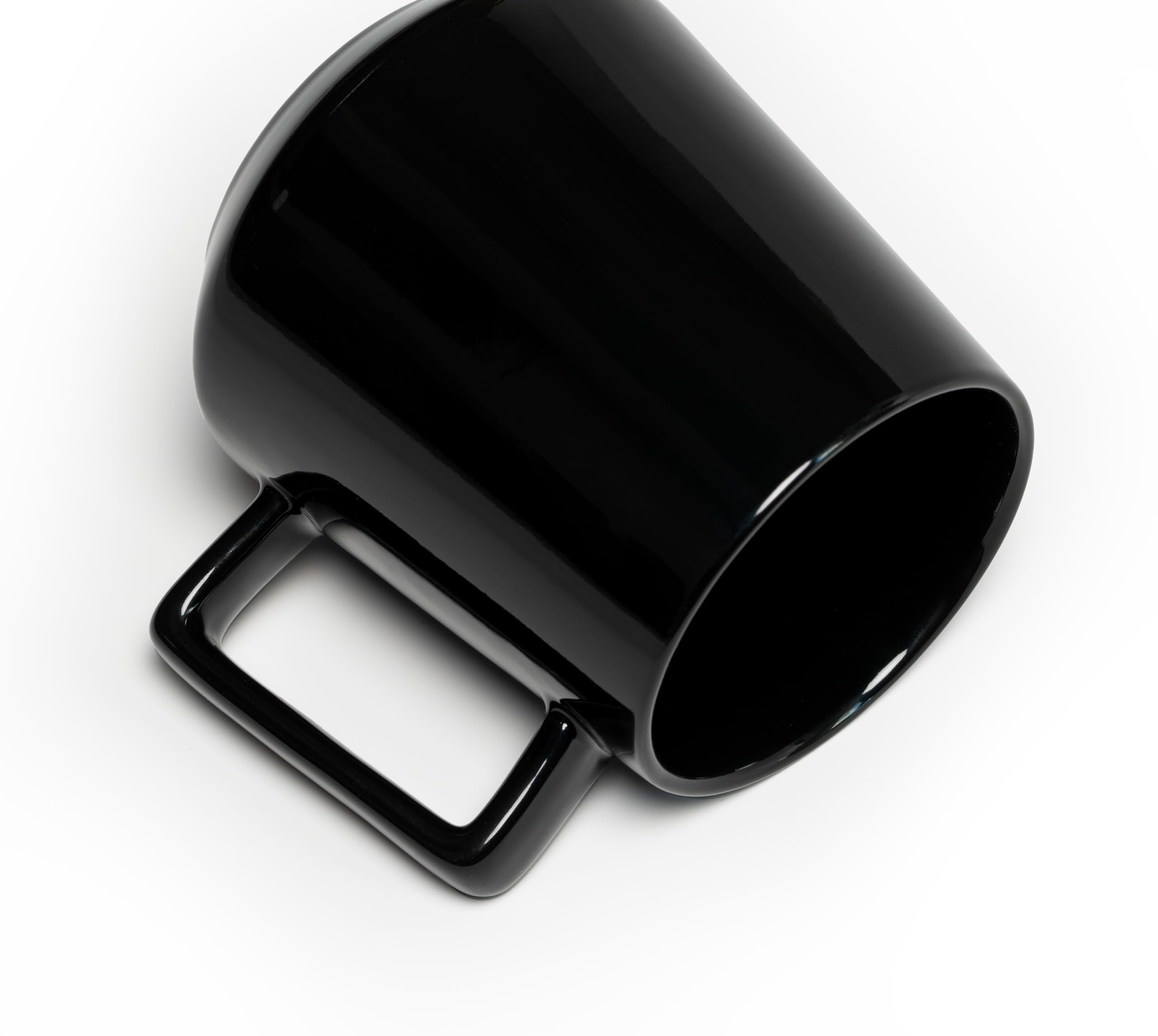 CSM Supply Glossy-Matte Dual Finish Sleek Modern Design 16 Fluid Ounces Black Mug (1 Mug) - Exterior Matte - Inside Glossy - Stain Free - Thick Grade A Quality Ceramic - Foam Box Packaging