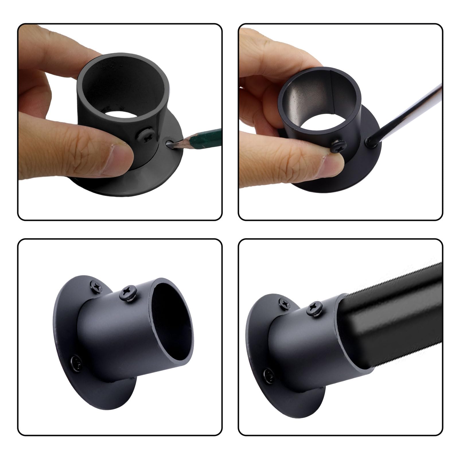 Shonmogar Closet Rod Bracket 6 Pack Closet Rod Holders With Screws,Stainless Steel Closet Rod Support Bracket For Wardrobe Curta