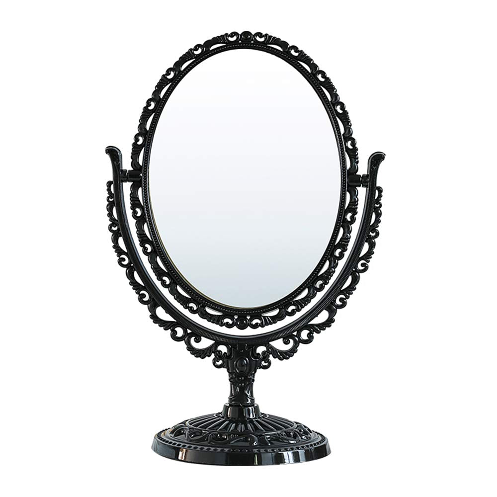 Schonee Double Sided Tabletop Makeup Mirror, Oval Swivel Desktop Stand Mirror, 360 Degree Rotation Vintage Two-Sided Makeup Mirr