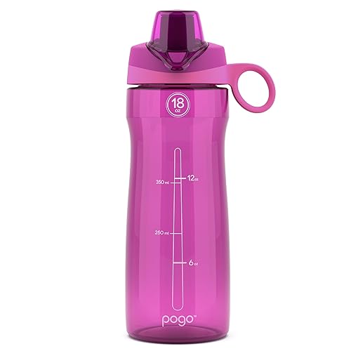 Pogo BPA-Free Plastic Water Bottle with Chug Lid  Fuchsia  18 oz.