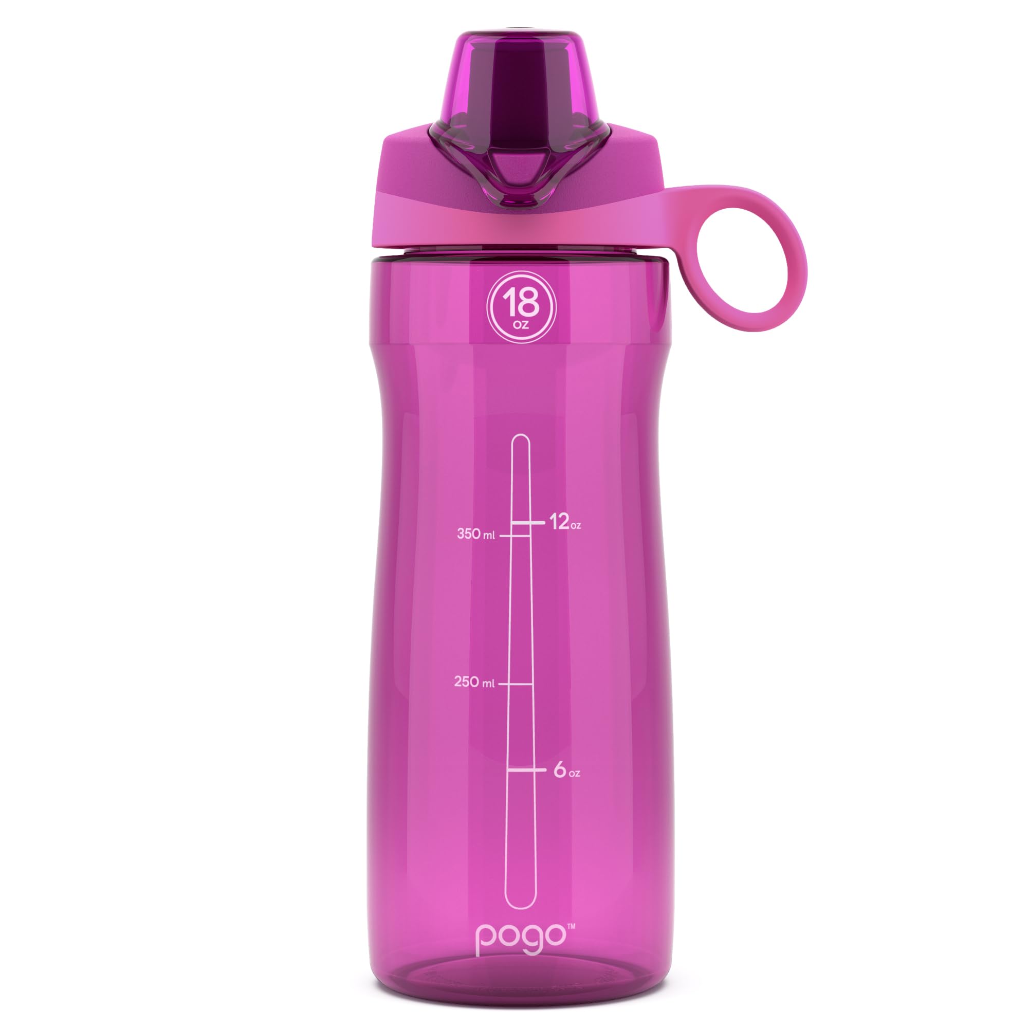 Pogo BPA-Free Plastic Water Bottle with Chug Lid  Fuchsia  18 oz.