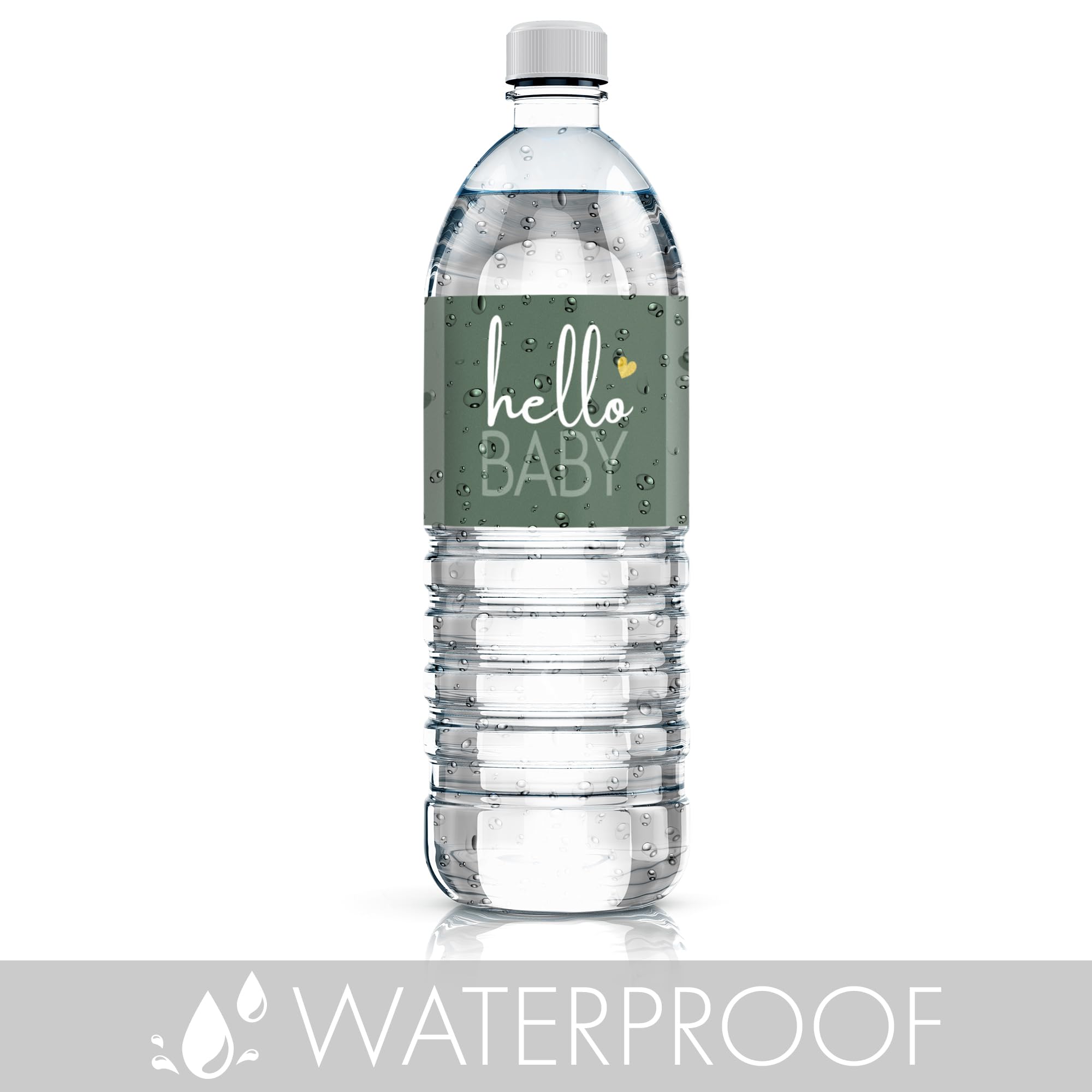 Distinctivs Green And Gold Baby Shower Water Bottle Stickers, Greenery Sweet Baby Waterproof Wrappers - 24 Stickers