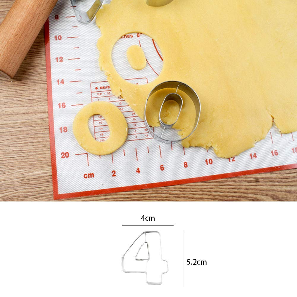 9-Piece Stainless Steel Numbers Cookie Cutter Mold Set Small Biscuits Fondant Chocolate Cutter Mould For Diy New Year Birthday P