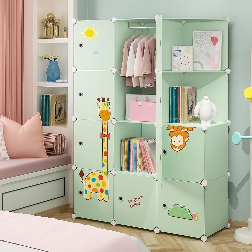 Hiware Collapsible Wardrobe For Clothes - Diy   Plastic Almirah For Clothes With Doors, Side Hanger, Foldable Wardrobe For Stora