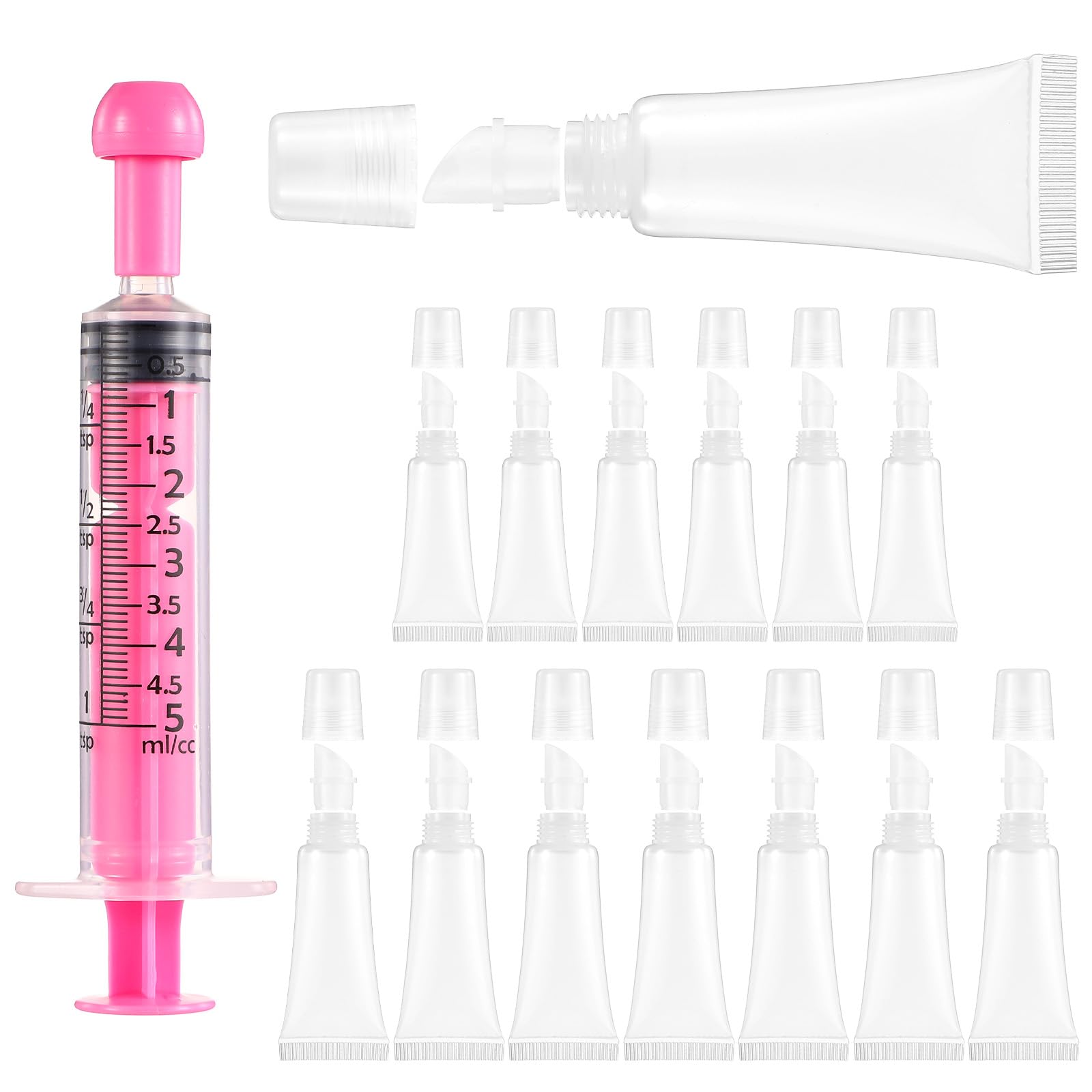 15Pcs Lip Gloss Making Kit Clear Lip Balm Tube Mini Refillable Squeez