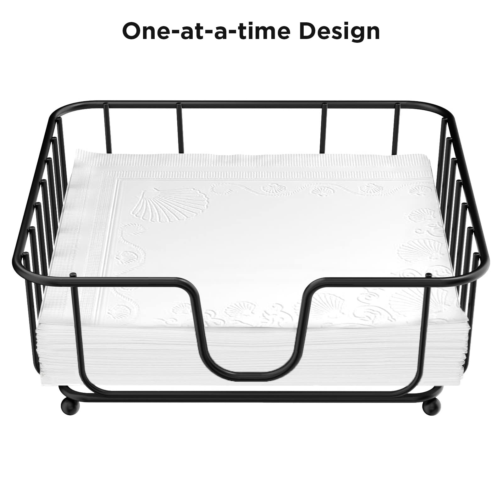 Gmfine Napkin Holder For Table, Napkin Holders For Paper Napkins, Flat Metal Black Napkin Holders For Kitchen & Dining Table, 6.