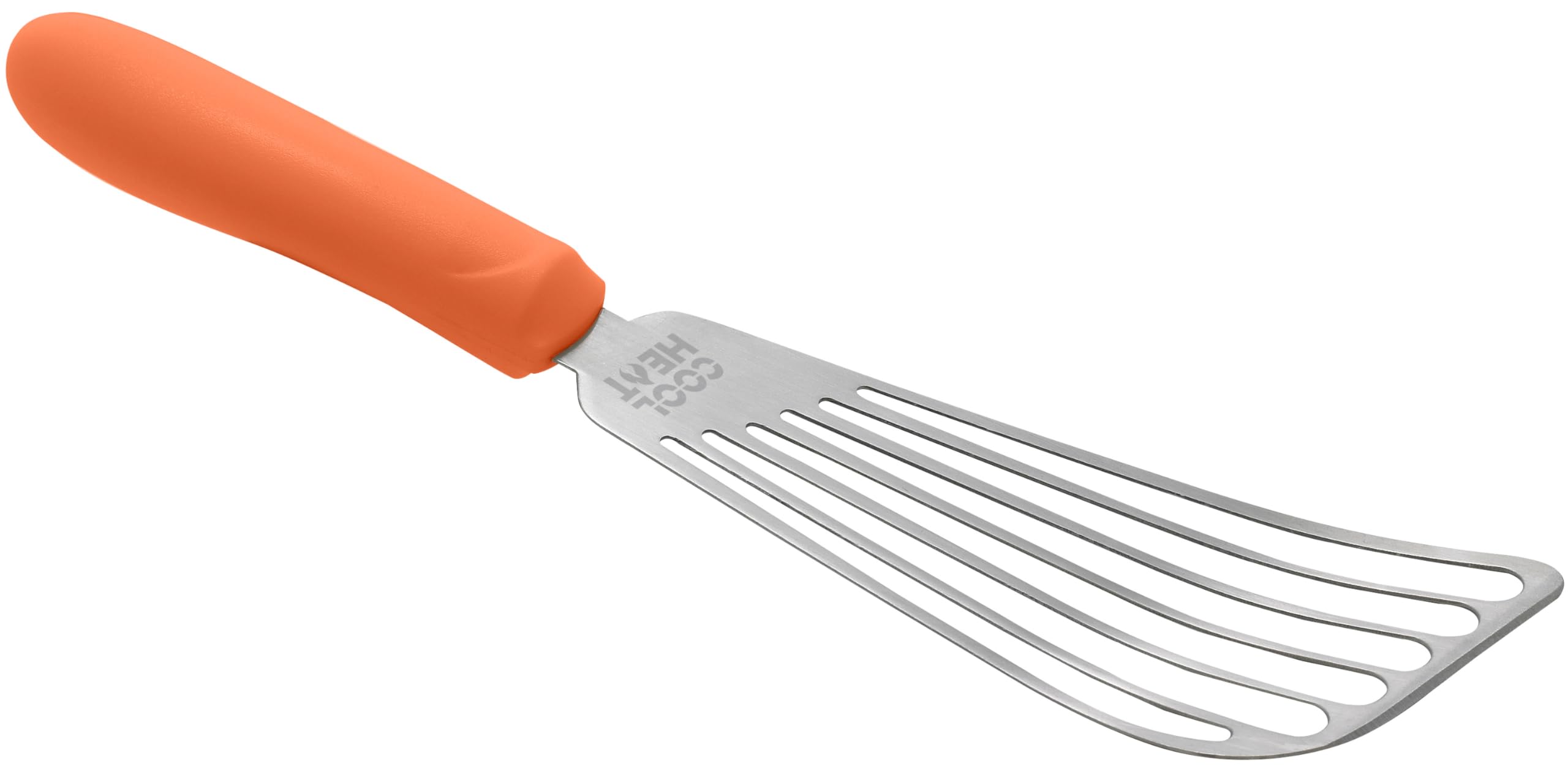 Winco 6 3/4 x 3 1/4 Orange High Heat Fish Spatula, Nylon Handle
