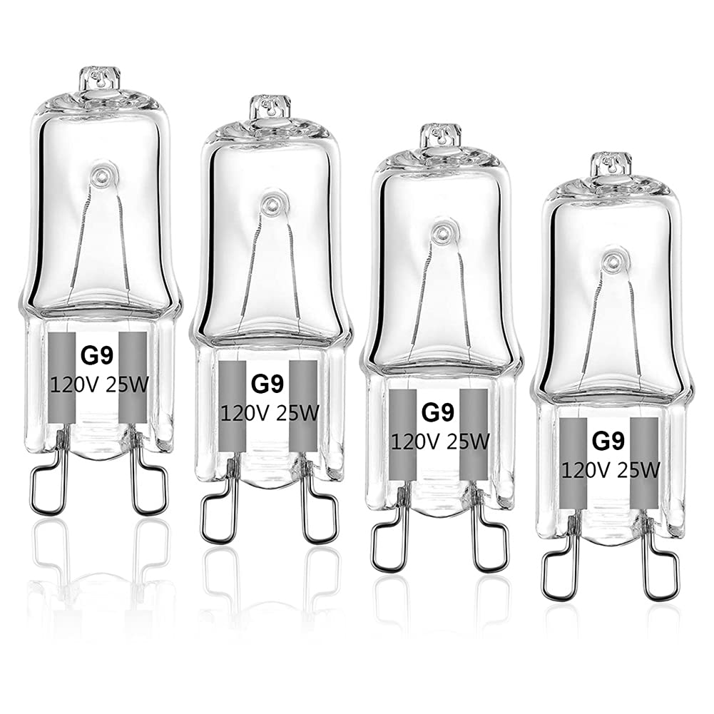 G9 Halogen Light Bulb 25W For Whirlpool Microwave Oven, Whirlpool Over The Stove Range Microwave, Replace W10709921 (4 Pack)