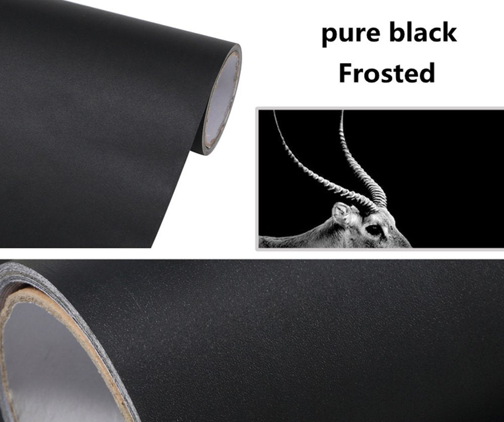 Yija Solid Color Frosted Waterproof Wallpaper Shelf Drawer Liner Self-Adhesive Cabinet Sticker 15.6 Inch By 98 Inch (Black)