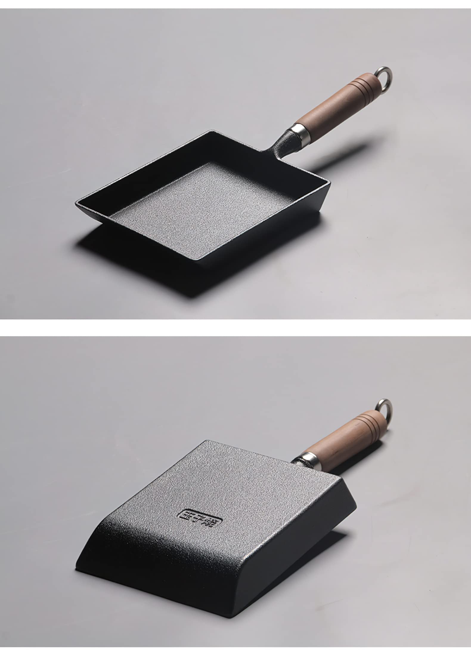 Li-Gelisi Tamagoyaki Japanese Omelette Pan/Egg Pan,Rectangle Frying Pan Mini Frying Pan Iron Omelette Pan Tamagoyaki-Ki Wooden H