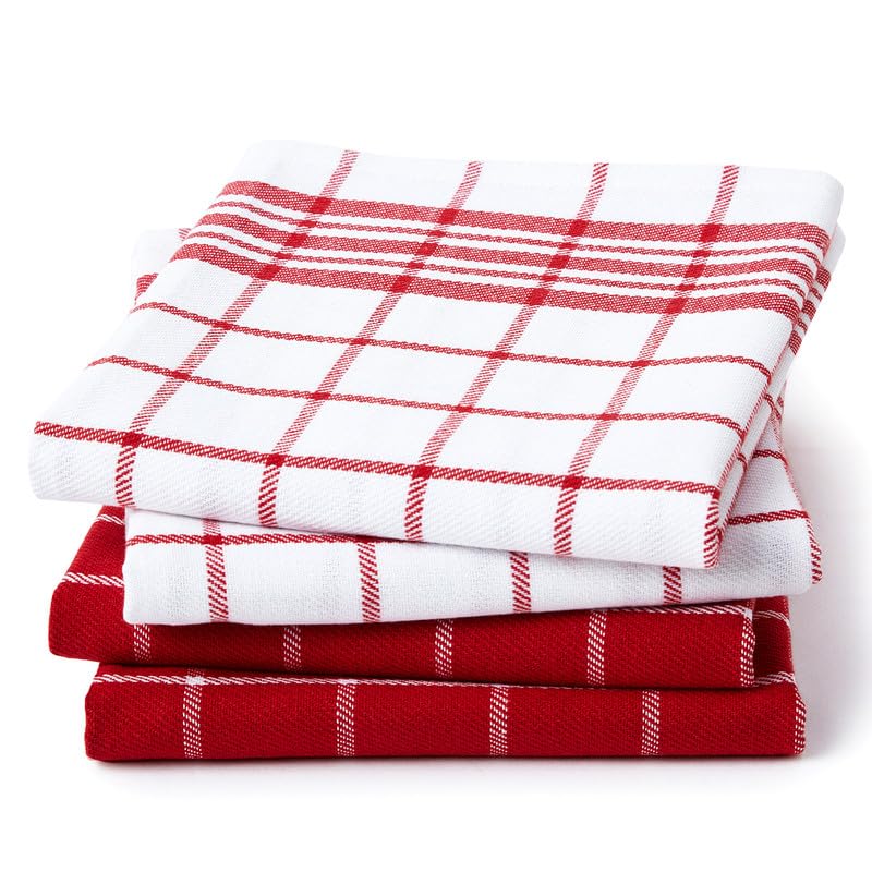 Encasa Terry Kitchen Towel Set - 70X45 Cm - Multipurpose Absorbent Cleaning Cloth, Reusable Hand Towel And Dish Cloth (Pack Of 4