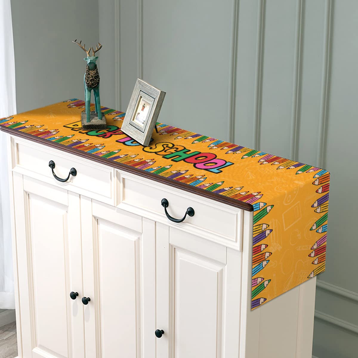 Sunwer Back To School Table Runner Kid Students First Day Of School Welcome Party Indoor Outdoor Table Cover Decoration Home Kit
