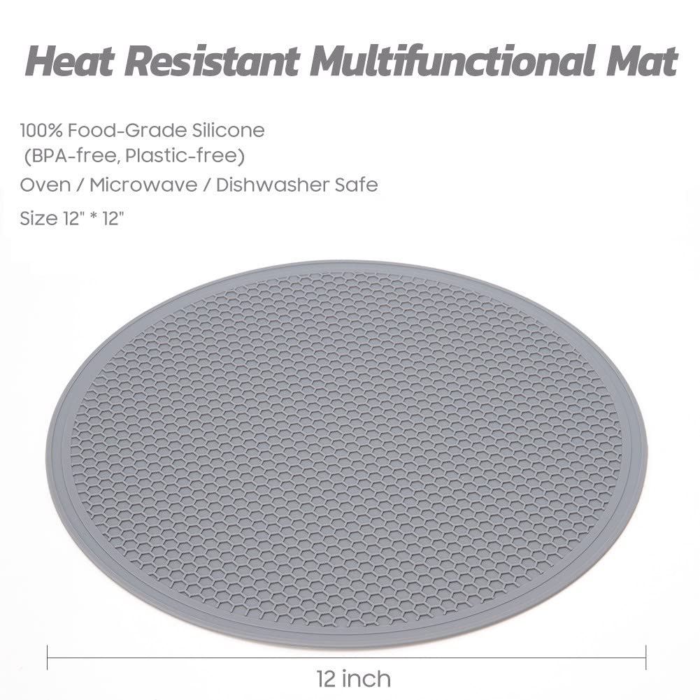 Silicone Heat Resistant Multifunctional Mat 12'',Silicone Trivets For Hot Pots And Pans Multi-Purpose Trivet Mat For Hot Dishes