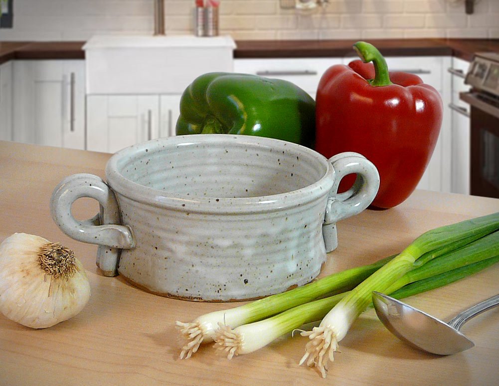 American Made Stoneware Bistro Bowl For Soup, Rice, Or Pasta; Set Of 2, 16-Oz (White)