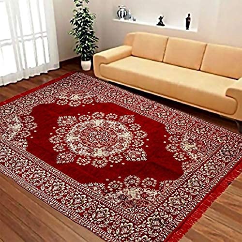 Jvk Heavy Fabric Velvet Touch Bedroom, Hall, Living Room, Drowing Room, Yoga Hall Designer Velvet Carpet |60 Inch X 84 Inch | 
