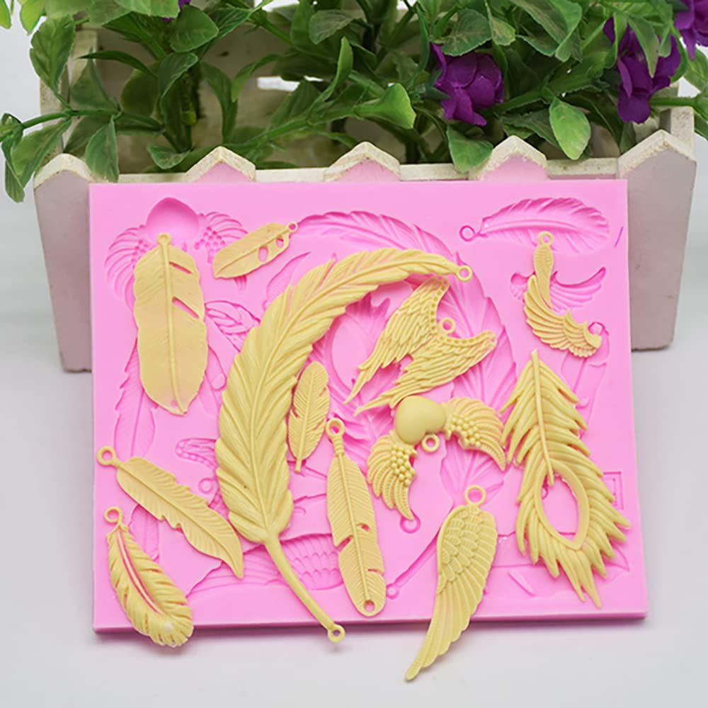 Guratapa 3 Pcs Feather Theme Silicone Molds For Diy Fondant Candy Making Tools Chocolate Mold Desserts Ice Cube Gum Clay Biscuit